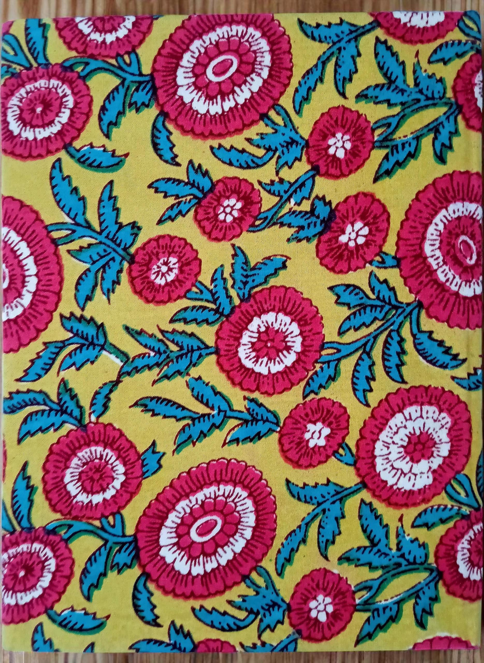 Floral Pink Handmade Fabric Hardbound Diary Notebook A5 | 200 Unruled Thick Pages | Handcrafted Sketchbook Journal | Portable Travel Diary Gift for Writing, Drawing, Artists, Students