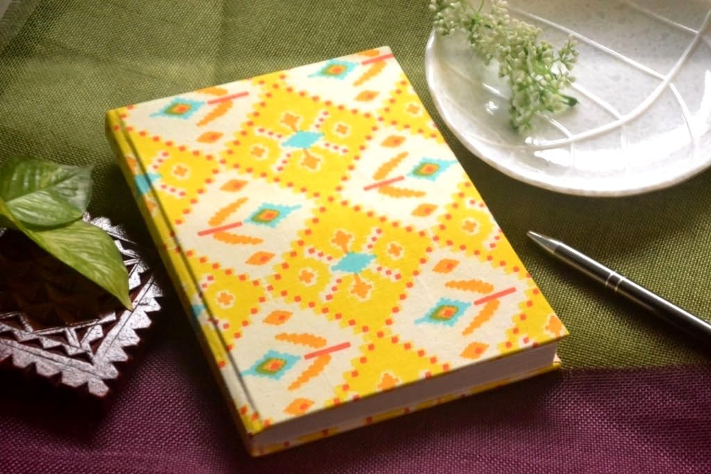 Handmade Block-printed Fabric Cover Doodle Diary Journal, 8 x 6 inches, 200 Pages Notebook, 130 GSM, Water-Resistant, Stain-Resistant Hard Bound