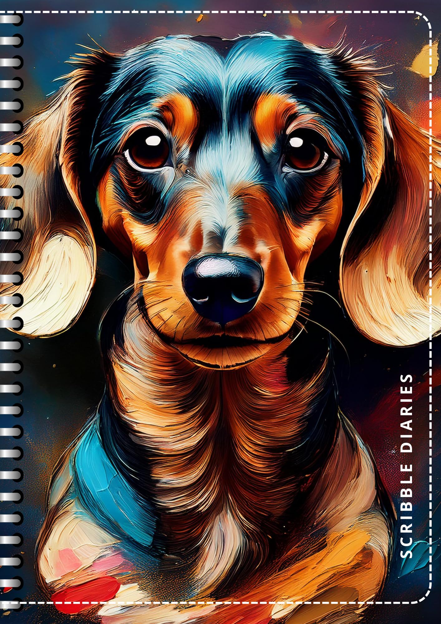 Handcrafted Print Spiral Bound Cartridge Paper Doodle Diary Gift Sketch Book drawing book Doodle Diaries Journal, Hard Cover dogs print