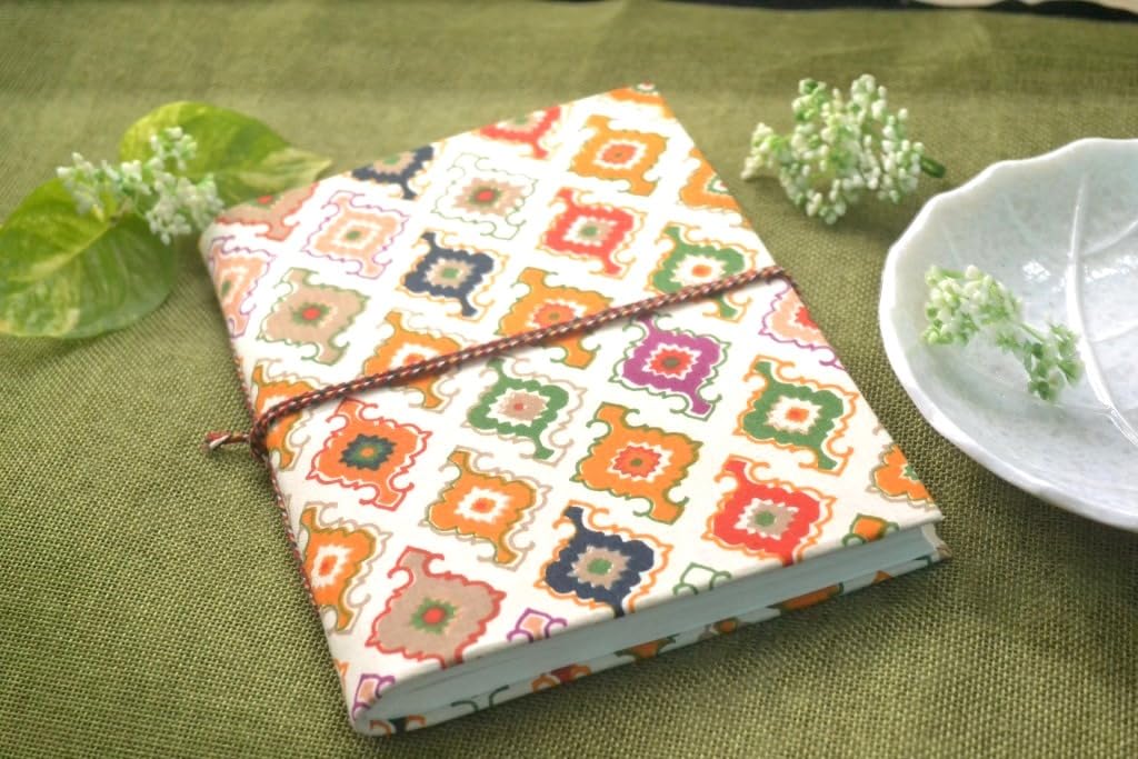 white Doodle Diary Notebook Fabric Stitched Gift sketchbook journal A5 Diaries Unruled Thick 200 Pages Handcrafted