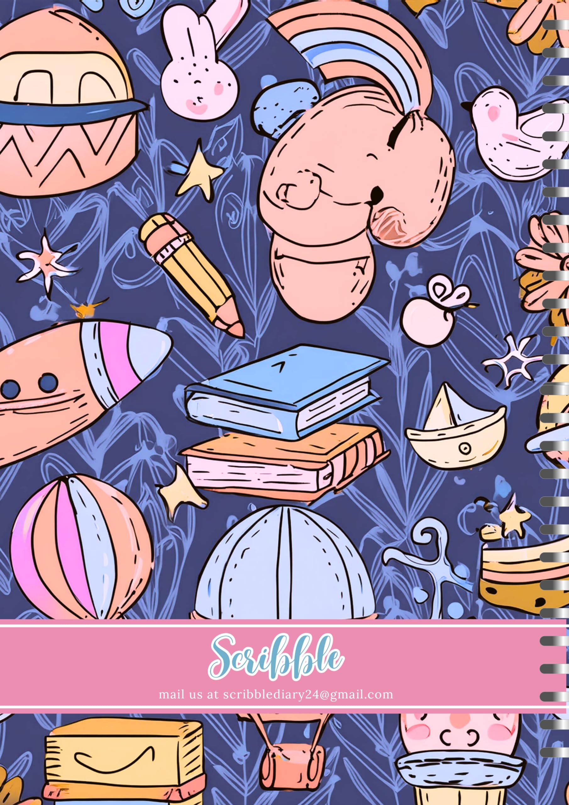 Handcrafted Back to School Spiral Bound Cartridge Paper Doodle Diary Gift Sketch Book Doodle Diaries Journal, 21cm x 15cm, 60 Pages, 155gsm, Hard Cover