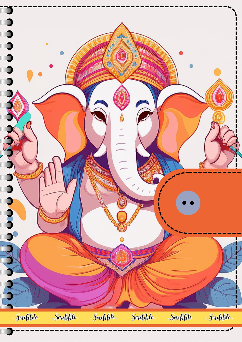 Handcrafted A4 Spiral Bound Notebook Sketchbook Journal, 21cm x 15cm A5, 250 Pages, 120 gsm Thick Cartridge Paper, Hard Cover with Ganesh Ji Print