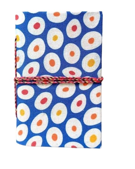 Floral Handmade Fabric Hardcover Diary A6 – 200 Pages, Thread Closure Sketchbook with Egg Print