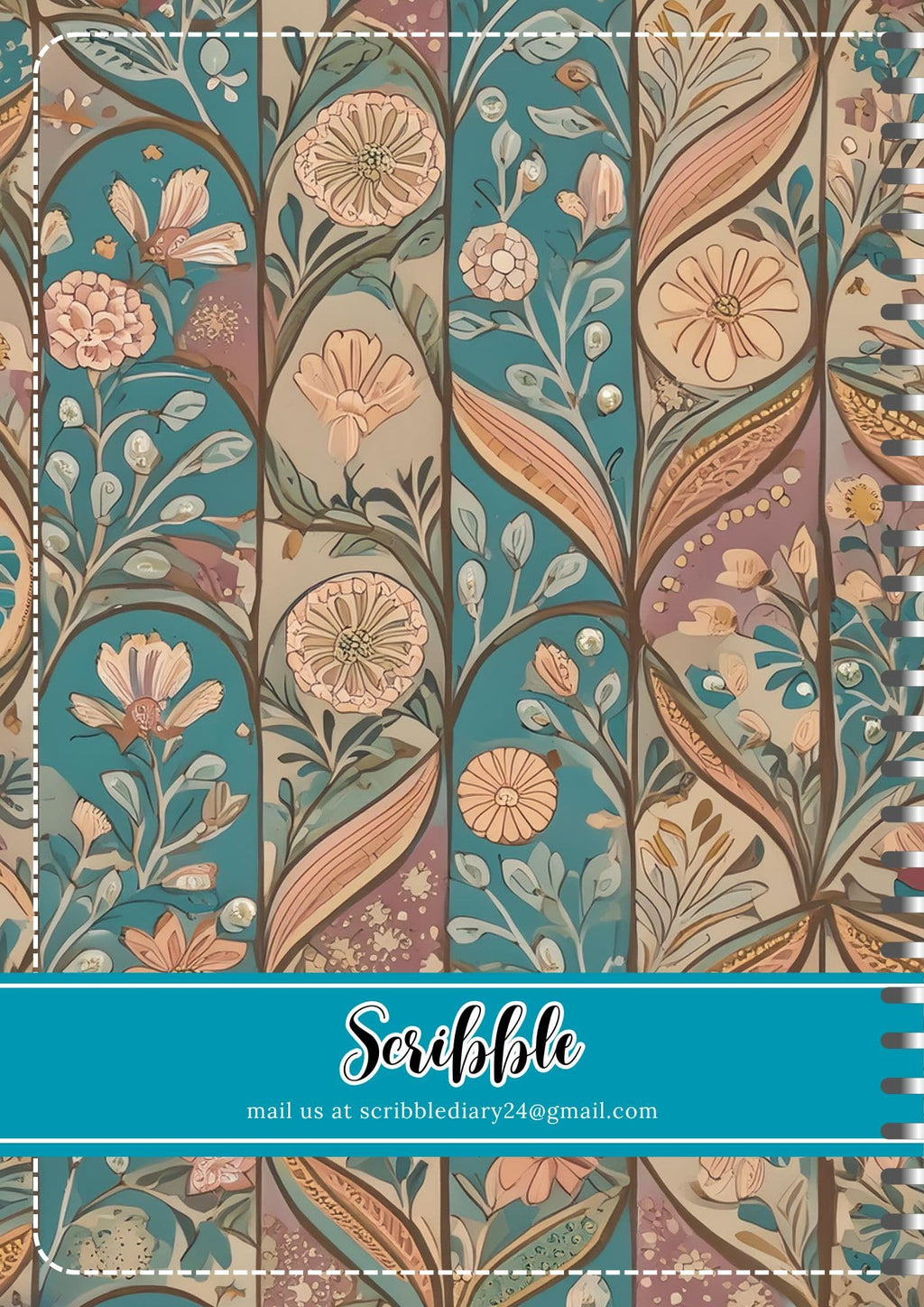 Handcrafted flowers Spiral Bound Cartridge Paper Doodle Diary Gift Sketch Book Doodle Diaries Journal, 21cm x 15cm, 60 Pages, 155gsm, Hard Cover