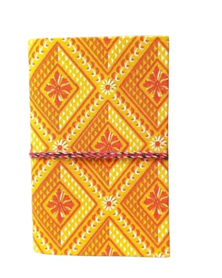 Yellow Floral Handmade Fabric Hardcover Diary A6 – 200 Pages, Thread Closure Sketchbook