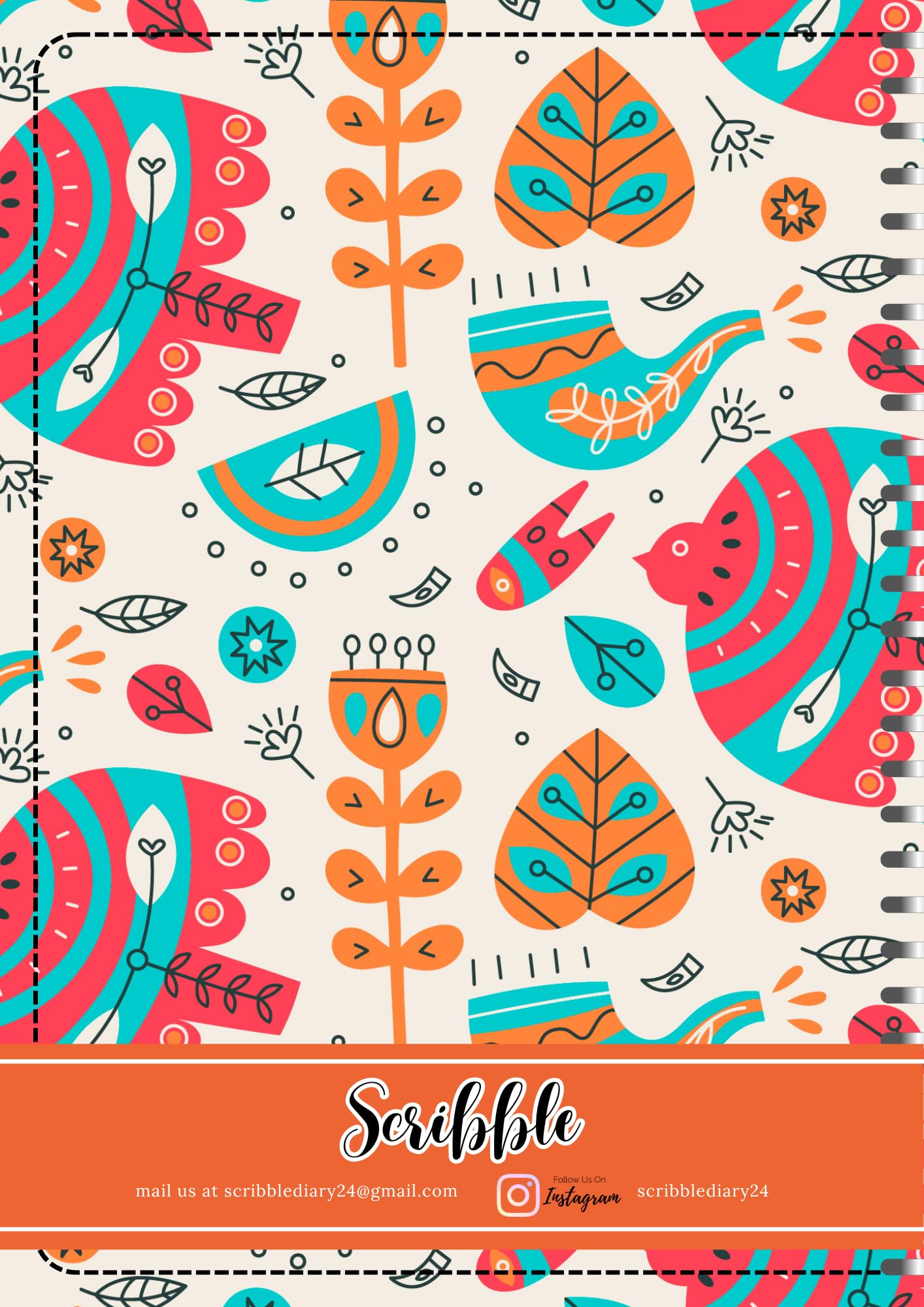 Handcrafted Cartoon Spiral Bound Doodle Diary Journal Gift Sketch Book Diaries, 21cm x 15cm A5, 60 Pages, 155gsm, Hard Cover Leaves Print Thick Cartridge Paper