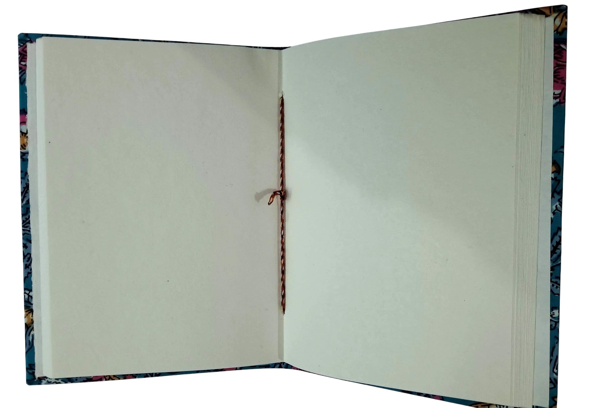 Floral Blue Handmade Fabric Hardcover Diary Notebook A5 | 200 Unruled Thick Pages | Handcrafted Sketchbook Journal with Thread Closure | Portable Travel Diary Gift for Writing, Drawing, Artists, Students