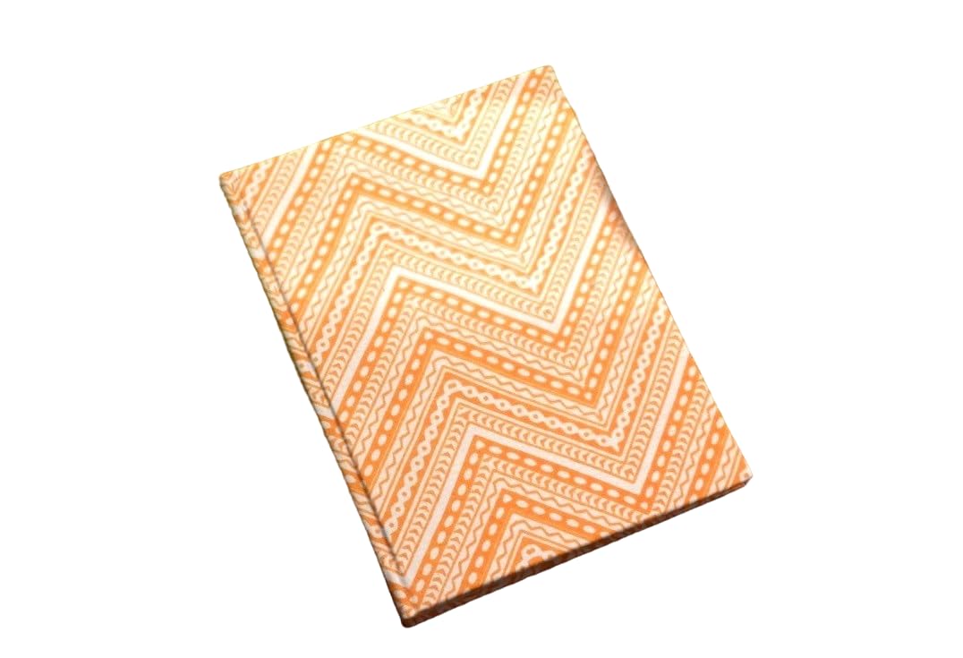 Handmade zig-zag Block-printed Fabric Cover Doodle Diary Journal, 8 x 6 inches, 200 Pages Notebook, 130 GSM, Water-Resistant, Stain-Resistant Hard-Bound