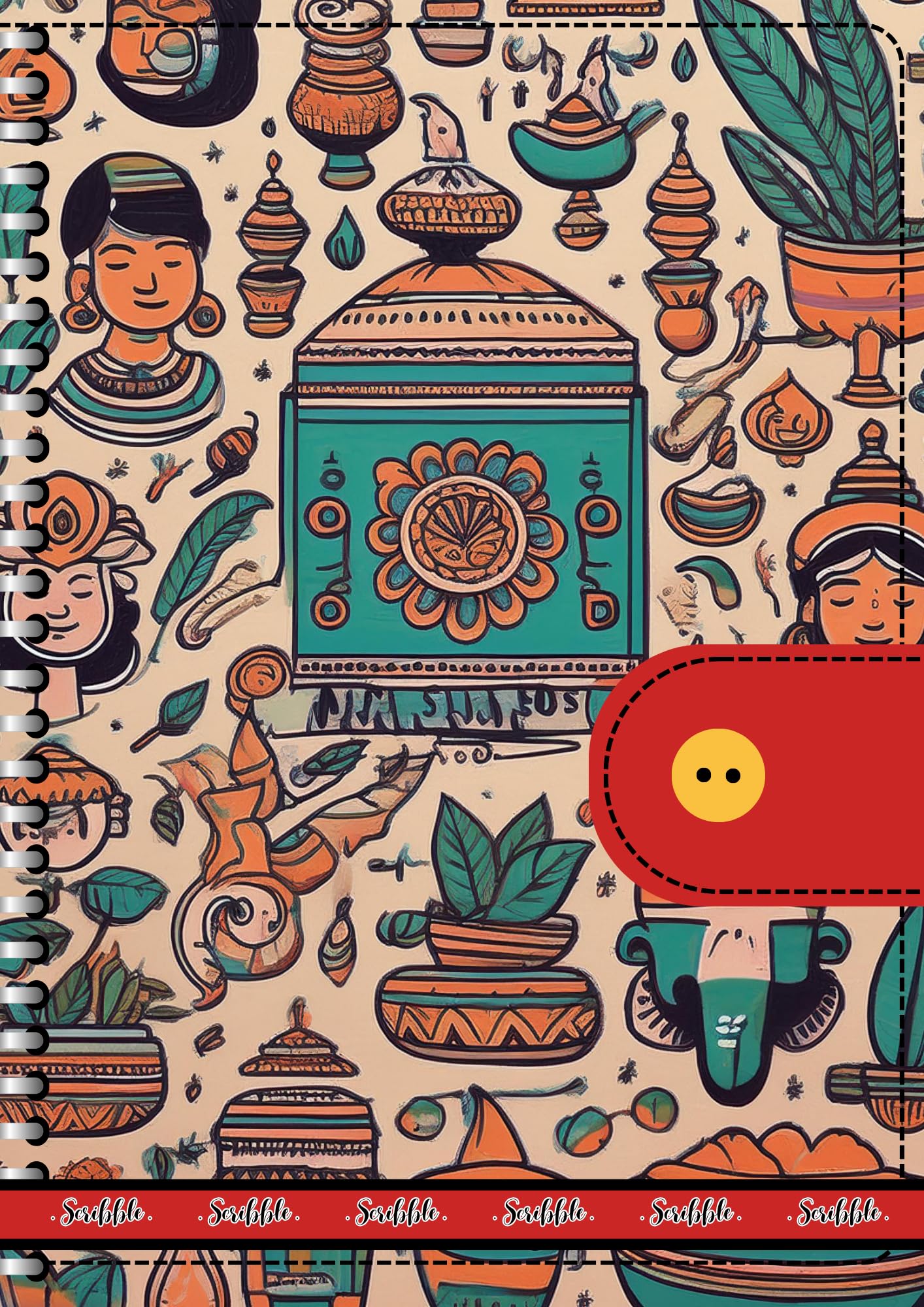 Handcrafted Print Spiral Bound Cartridge Paper Doodle Diary Gift Sketch Book drawing book Doodle Diaries Journal, Hard Cover Temple Print