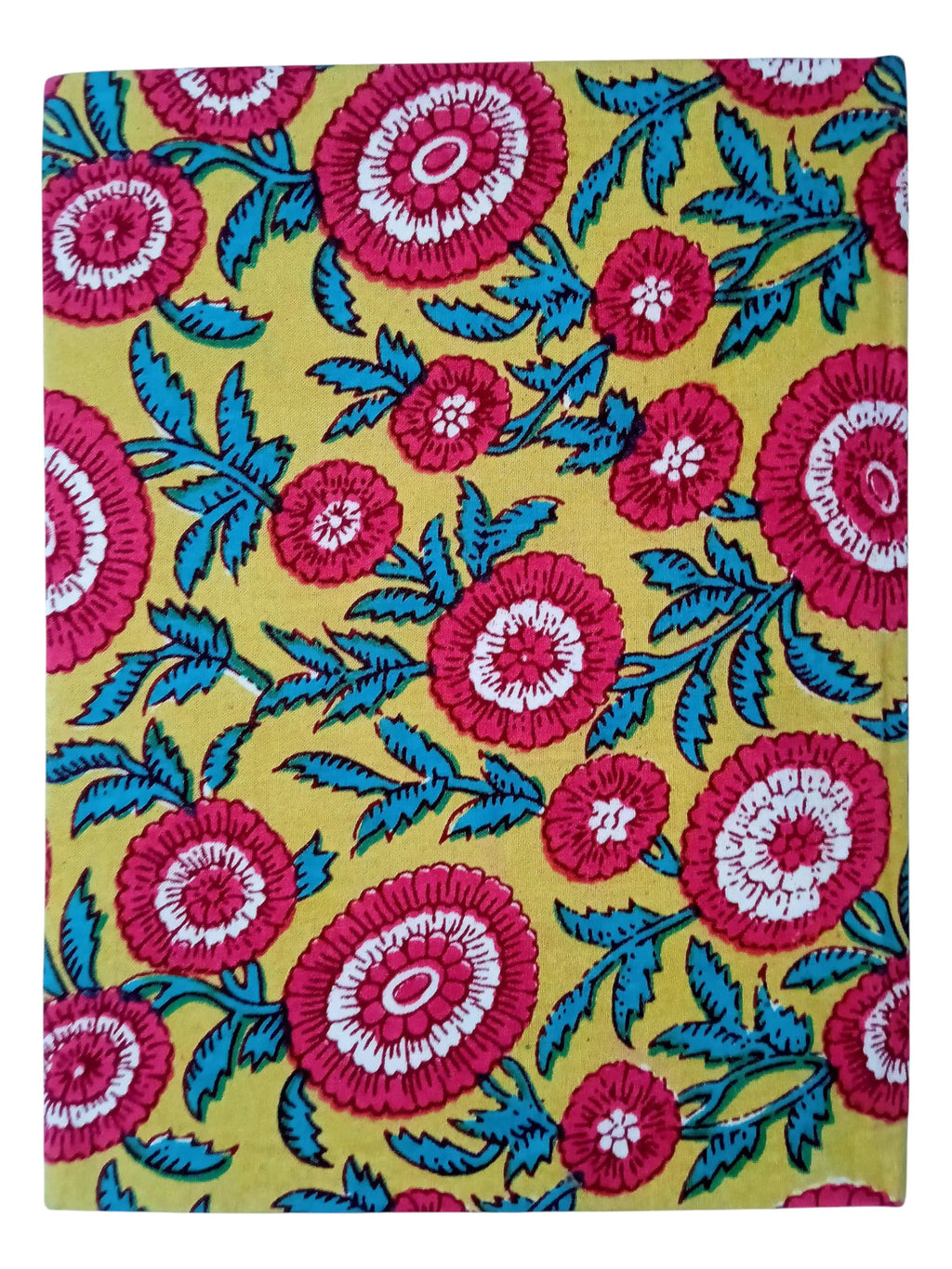 Floral Pink Handmade Fabric Hardbound Diary Notebook A5 | 200 Unruled Thick Pages | Handcrafted Sketchbook Journal | Portable Travel Diary Gift for Writing, Drawing, Artists, Students