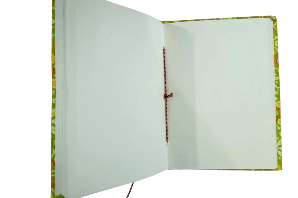 Handmade Fabric Hardcover Diary Notebook A5 | 200 Unruled Thick Pages | Handcrafted Sketchbook Journal with Thread Closure | Portable Travel Diary Gift for Writing, Drawing, Artists, Students