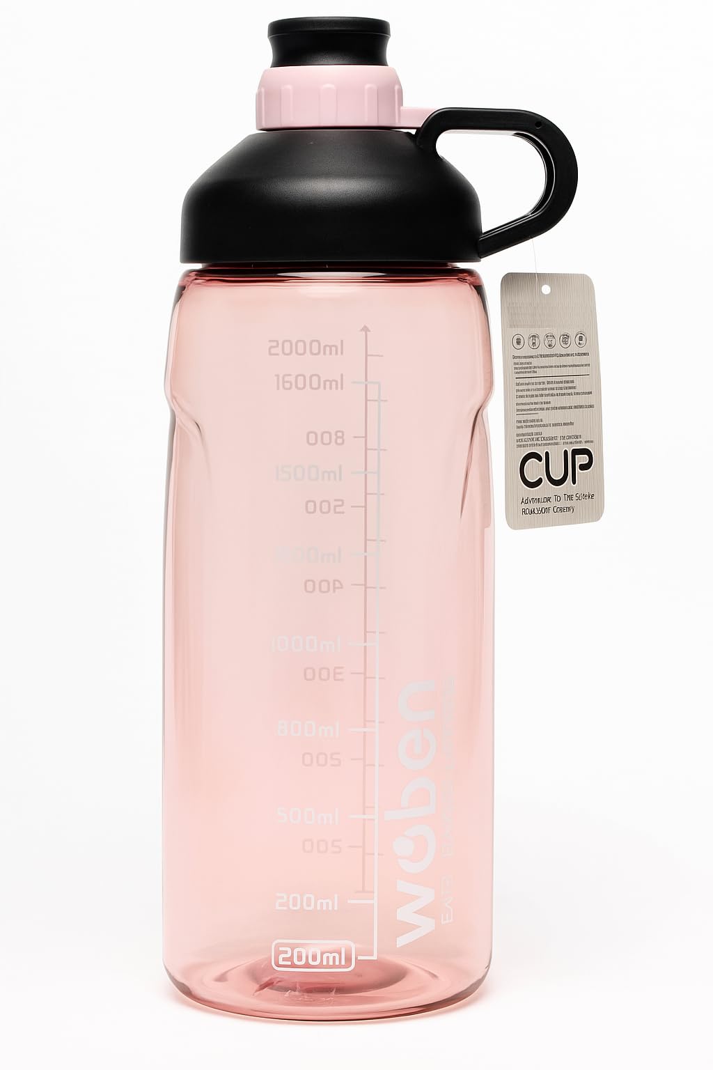 Scribble 2L Large Water Bottle – Leak Proof, BPA Free, Reusable Plastic Sports Jug for Gym, Yoga, Outdoor, Hiking, Cycling & Camping (Vibrant Colour, Pack of 1)