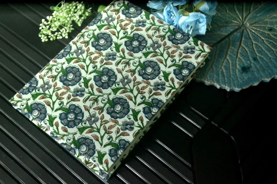 Handmade rose Block-printed Fabric Cover Doodle Diary Journal, 8 x 6 inches, 200 Pages Notebook, 130 GSM, Water-Resistant, Stain-Resistant Hard-Bound