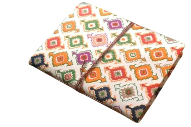 Orange White Doodle Diary Notebook Fabric Stitched Gift sketchbook journal A5 Diaries Unruled Thick 200 Pages Handcrafted Drawing Book