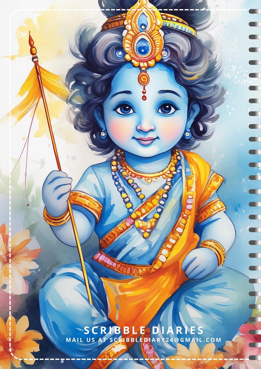 Handcrafted shree ram Spiral Bound Cartridge Paper Doodle Diary Gift Sketch Book Doodle Diaries Journal, 21cm x 15cm, 60 Pages, 155gsm, Hard Cover