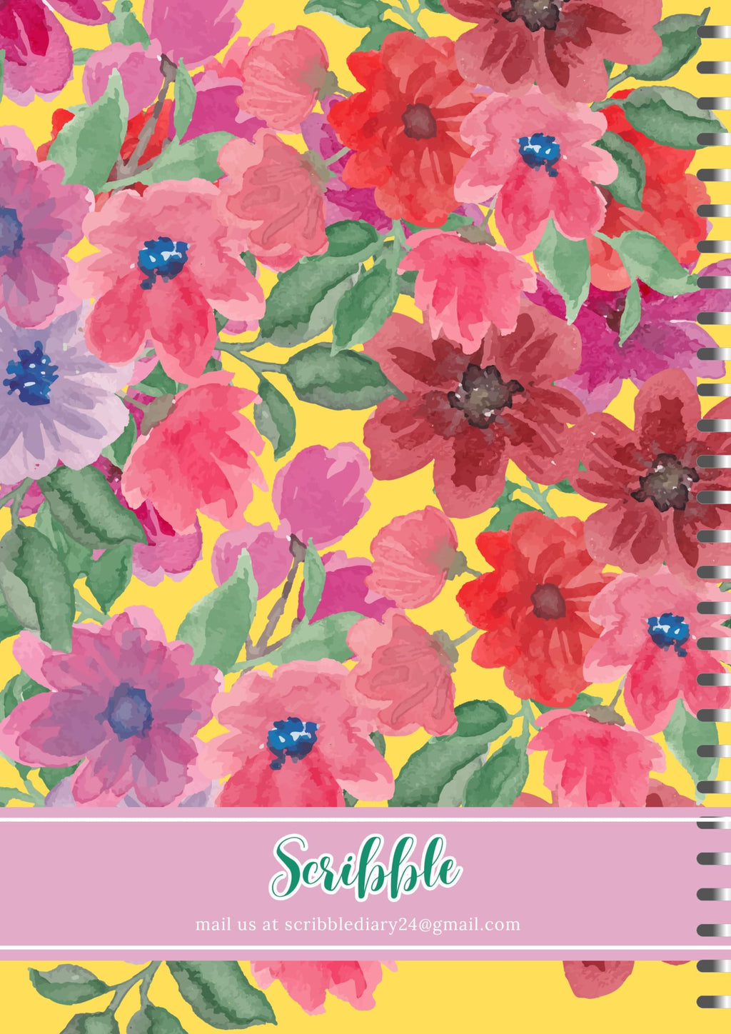 Handcrafted Multicolour Floral Spiral Bound Cartridge Paper Doodle Diary Gift Sketch Book Doodle Diaries Journal, 21cm x 15cm, 60 Pages, 155gsm, Hard Cover