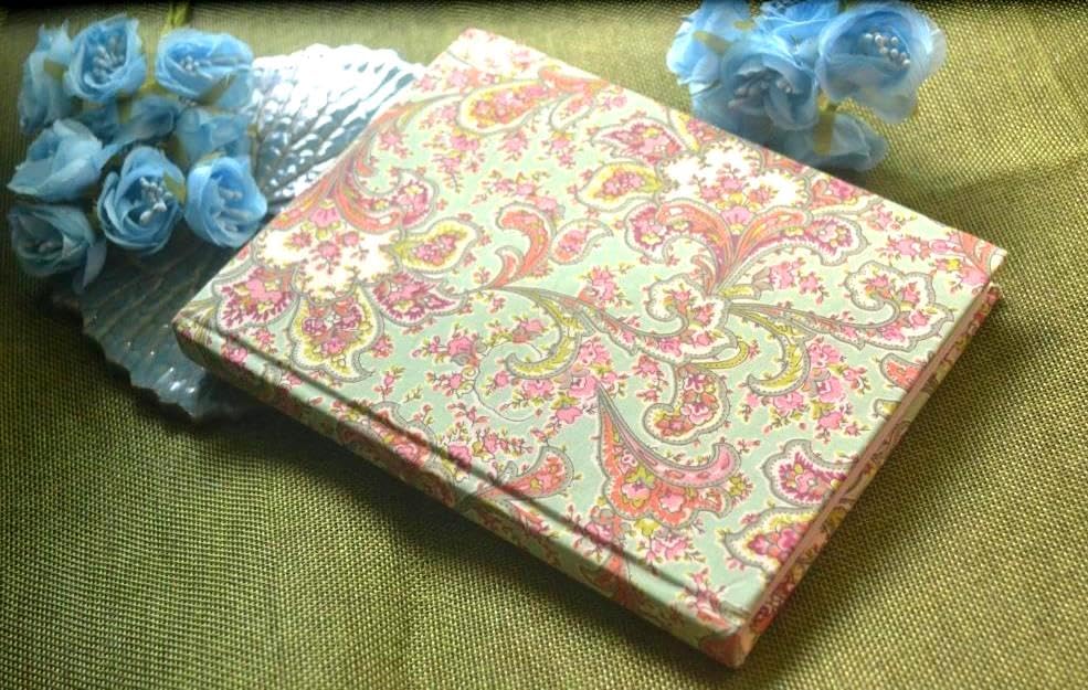 Pastel Green Handmade Block-printed Fabric Cover Doodle Diary Journal, 8 x 6 inches, 200 Pages Notebook, 130 GSM, Water-Resistant, Stain-Resistant Hard-Bound