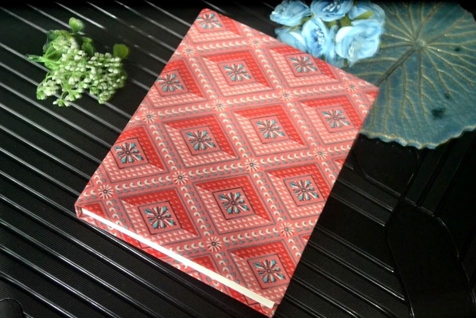 Handmade Pink Flower Block-printed Fabric Cover Doodle Diary Journal, 8 x 6 inches, 200 Pages Notebook, 130 GSM, Water-Resistant, Stain-Resistant Hard-Bound