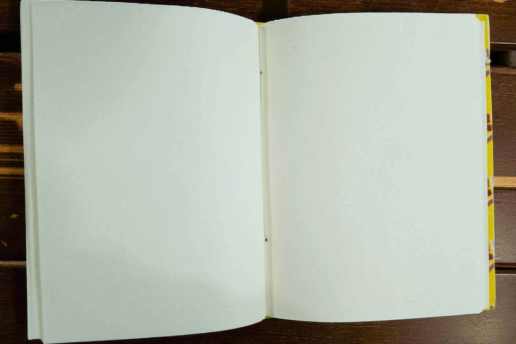 Yellow Handmade Fabric Hardbound Diary Notebook A5 | 200 Unruled Thick Pages | Handcrafted Sketchbook Journal | Portable Travel Diary Gift for Writing, Drawing, Artists, Students