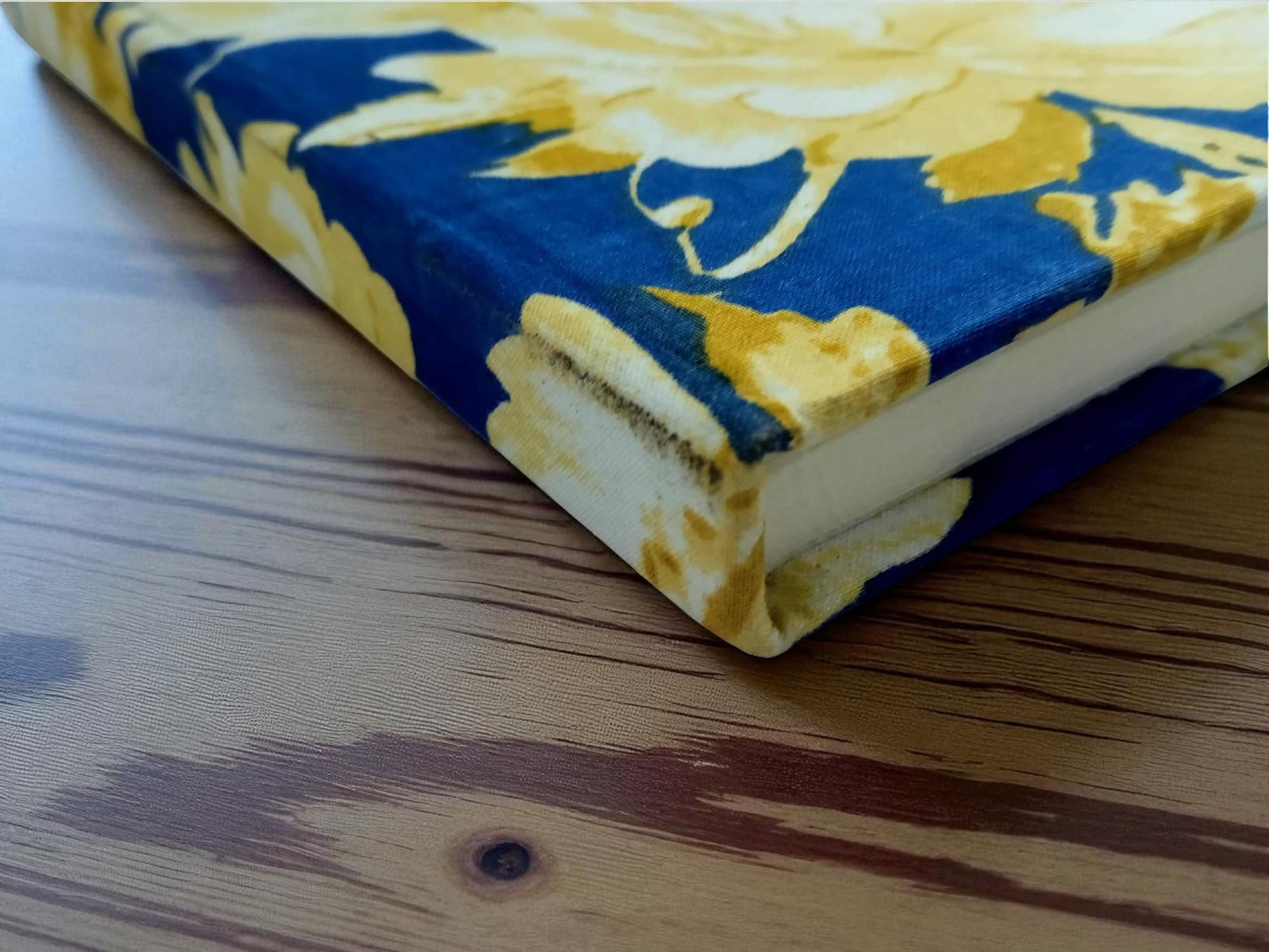 Blue Marigold Handmade Fabric Hardbound Diary Notebook A5 | 200 Unruled Thick Pages | Handcrafted Sketchbook Journal | Portable Travel Diary Gift for Writing, Drawing, Artists, Students