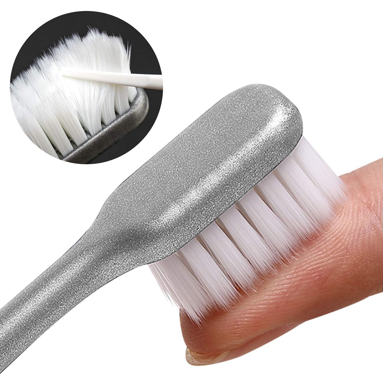 Extra Soft Silicone Toothbrush for Kids & Adults with 0.15 mm Bristles, Over 10,000 Ultra-Soft Bristles for Gentle Gum Care, Includes Safety Plastic Case for Hygienic Storage