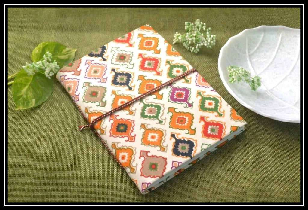 white Doodle Diary Notebook Fabric Stitched Gift sketchbook journal A5 Diaries Unruled Thick 200 Pages Handcrafted