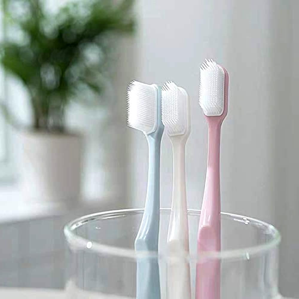 Ultra Soft Toothbrush with 0.01mm Bristles | 2600+ Bristles | Pack of 5 Brushes | Vibrant Colors | Includes Reusable Travel Case | Gentle Gum Care for Sensitive Teeth