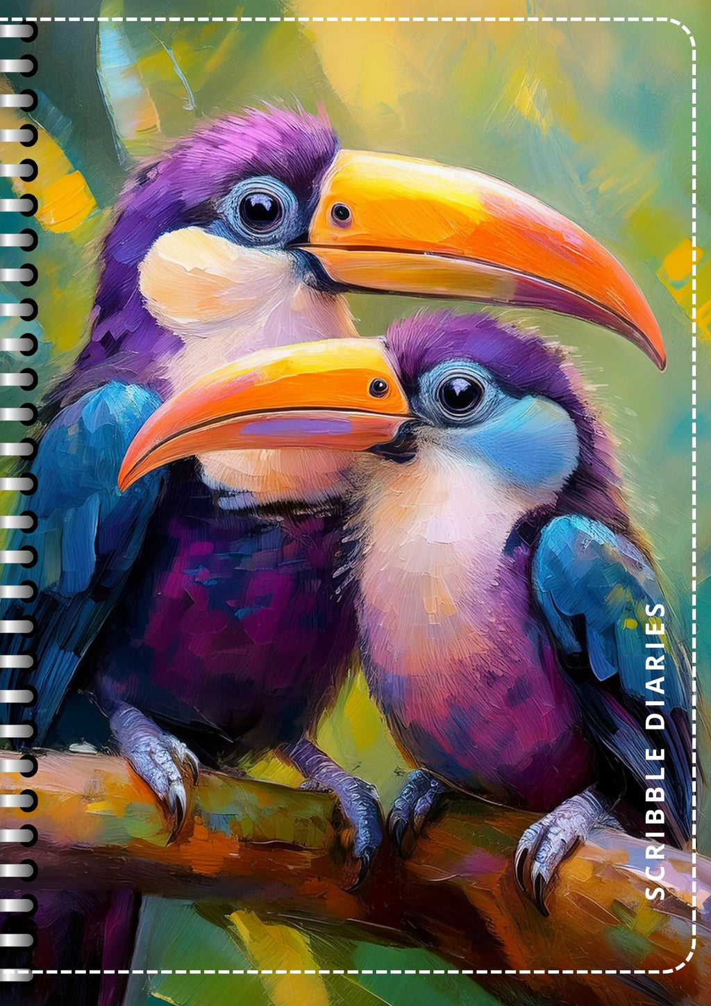 Handcrafted Print Spiral Bound Cartridge Paper Doodle Diary Gift Sketch Book drawing book Doodle Diaries Journal, Hard Cover toucan print