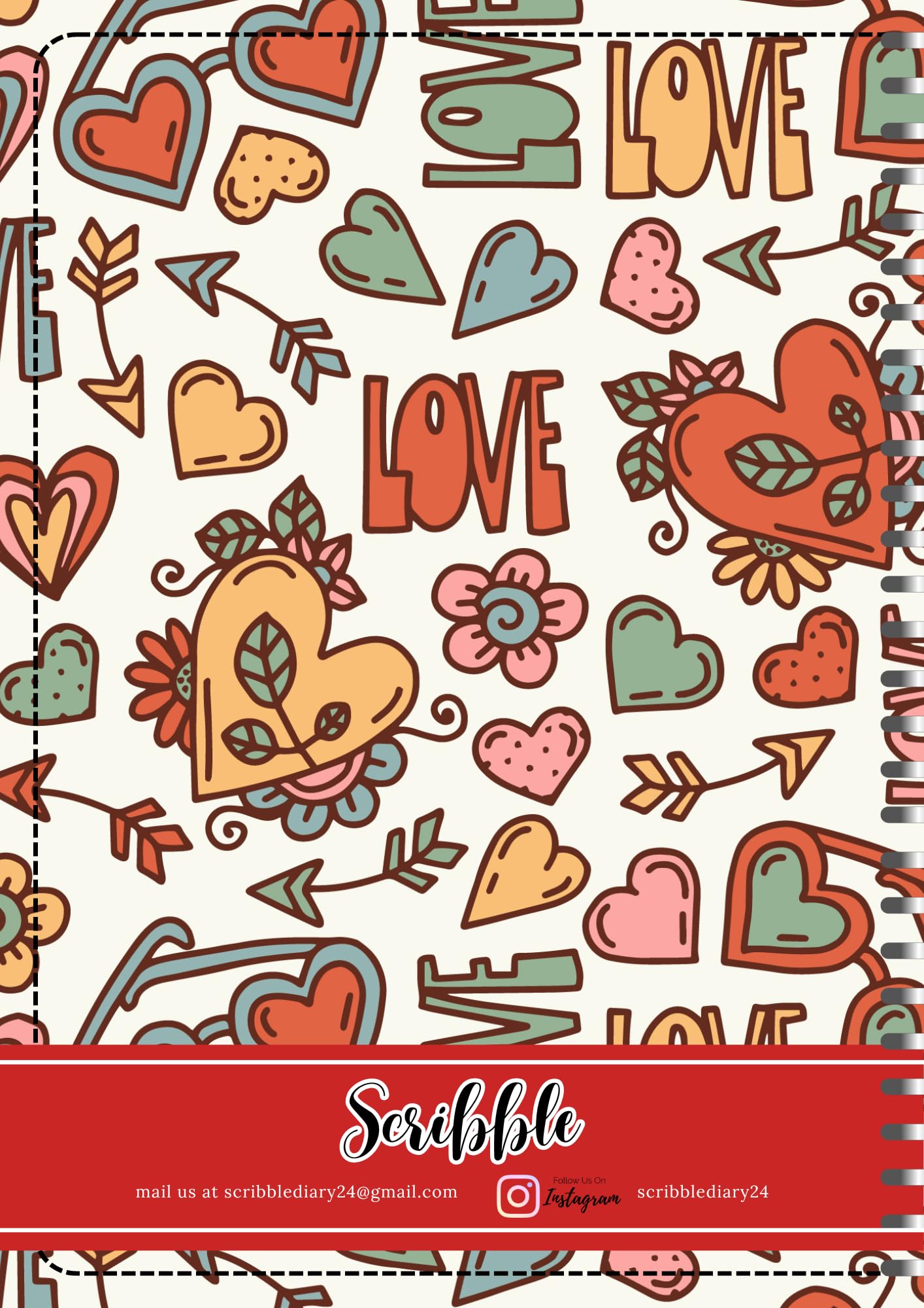 Handcrafted Cartoon Spiral Bound Doodle Diary Journal Gift Sketch Book Diaries, 21cm x 15cm A5, 60 Pages, 155gsm, Hard Cover Valentine Love gift, Thick Cartridge Paper