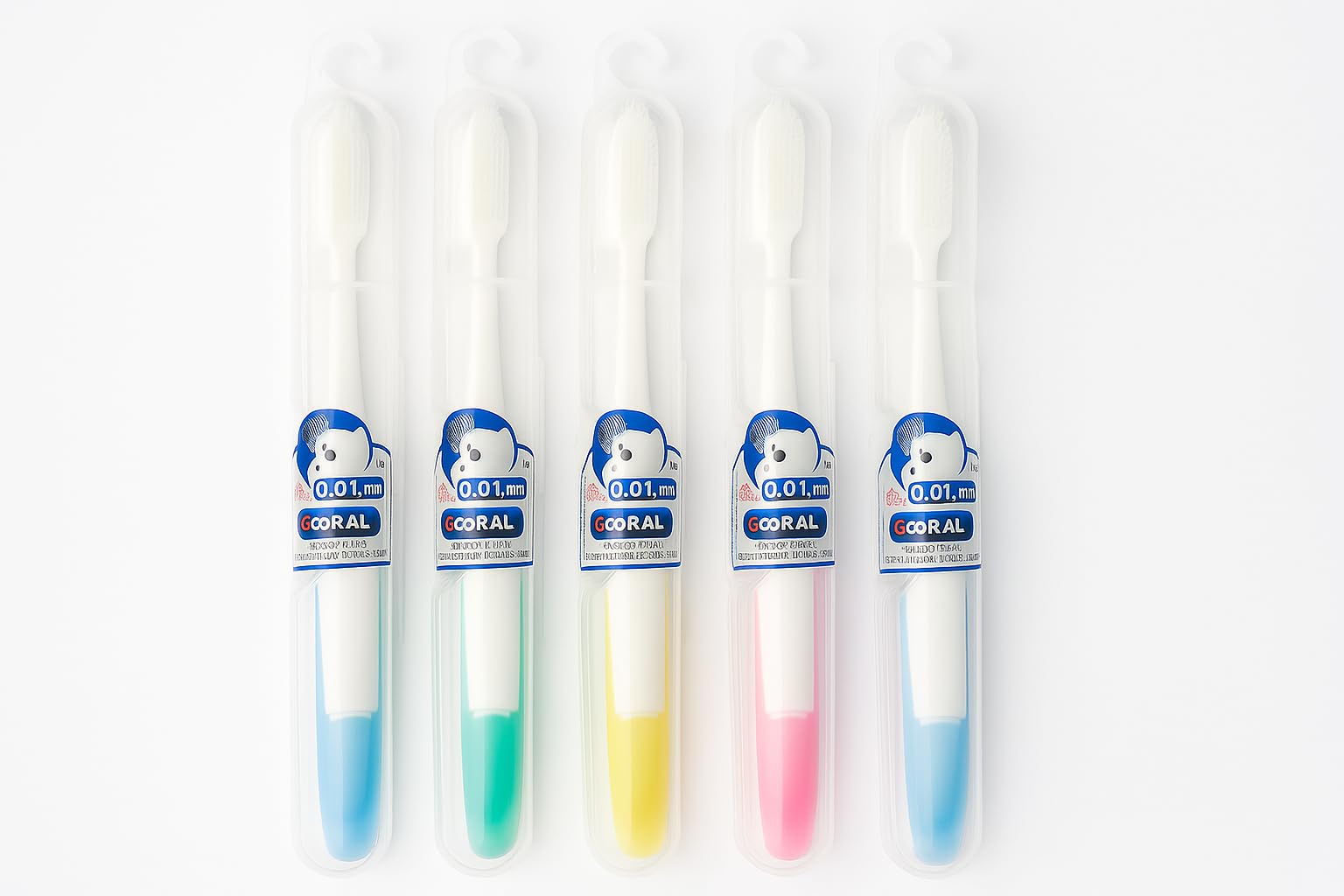 Ultra Soft Toothbrush with 0.01mm Bristles | 2600+ Bristles | Pack of 5 Brushes | Vibrant Colors | Includes Reusable Travel Case | Gentle Gum Care for Sensitive Teeth