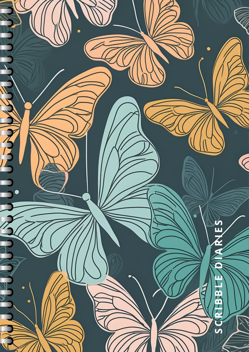 Handcrafted Butterfly Spiral Bound Cartridge Paper Doodle Diary Gift Sketch Book Doodle Diaries Journal, 21cm x 15cm, 60 Pages, 155gsm, Hard Cover