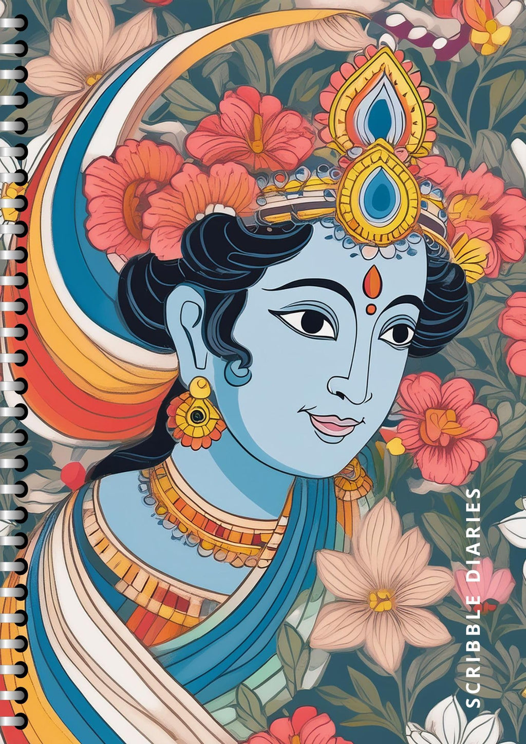 Handcrafted krishna and radha Spiral Bound Cartridge Paper Doodle Diary Gift Sketch Book Doodle Diaries Journal, 21cm x 15cm, 60 Pages, 155gsm, Hard Cover