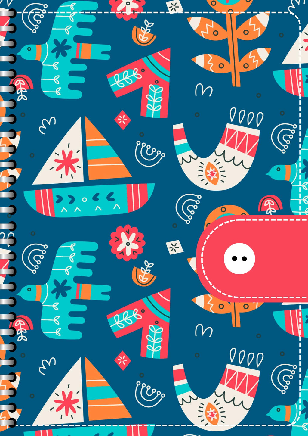Handcrafted Cartoon Spiral Bound Doodle Diary Journal Gift Sketch Book Diaries, 21cm x 15cm A5, 60 Pages, 155gsm, Hard Cover Boat Print, Thick Cartridge Paper