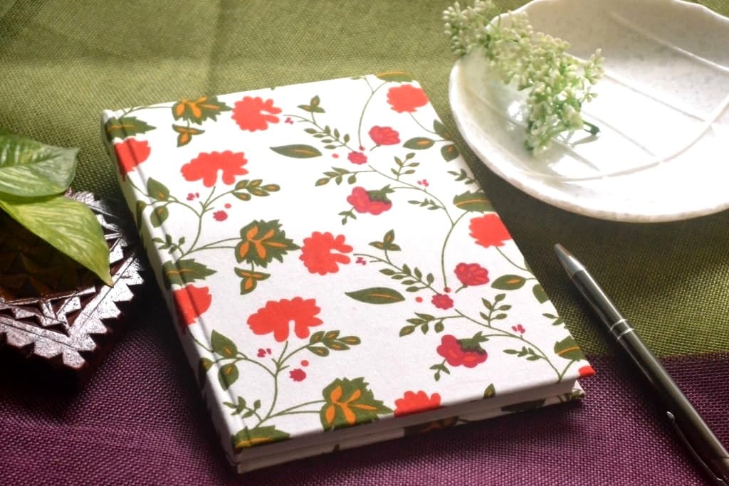 Handmade Block-printed Fabric Cover Doodle Diary Journal, 8 x 6 inches, 200 Pages Notebook, 130 GSM, Water-Resistant, Stain-Resistant Hard-Bound
